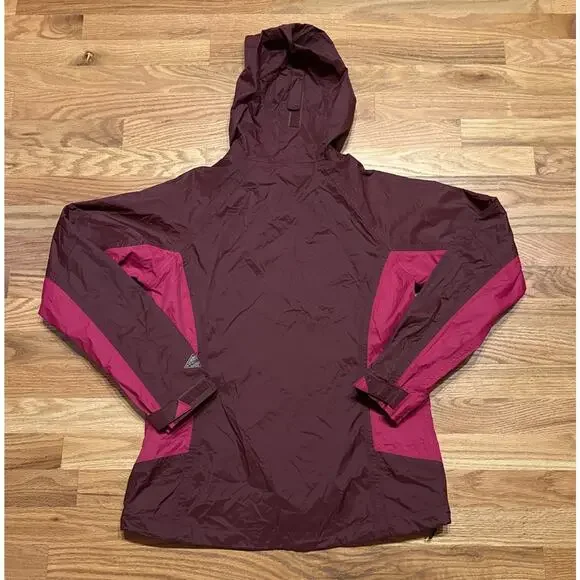 Women’s Columbia Medium Omni-Tech Maroon Pink Nylon Hooded Jacket Lightweight - Picture 6 of 6